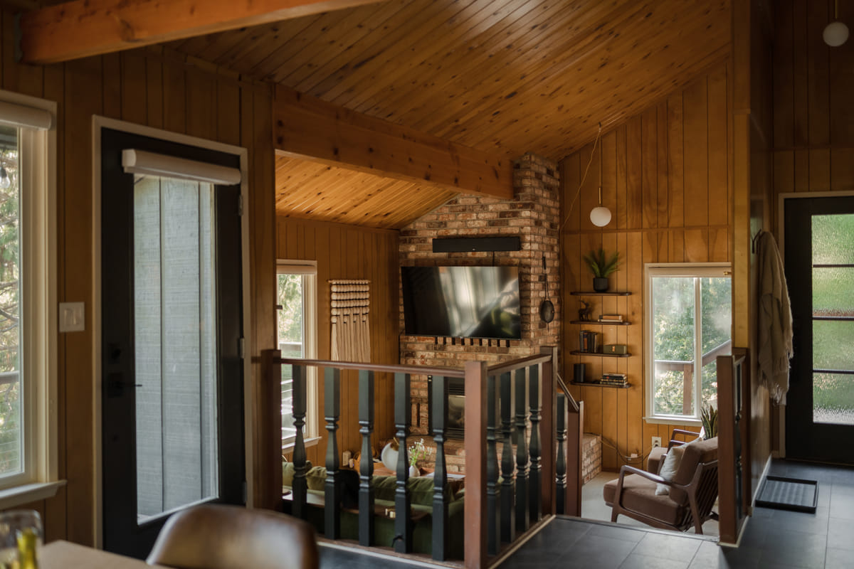The living room toward the fireplace